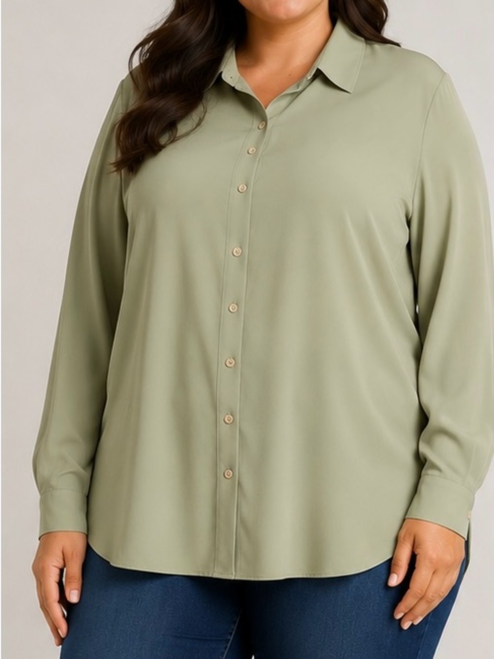Appleseed’s Olive Green Button-Front Women's Blouse - Size XL